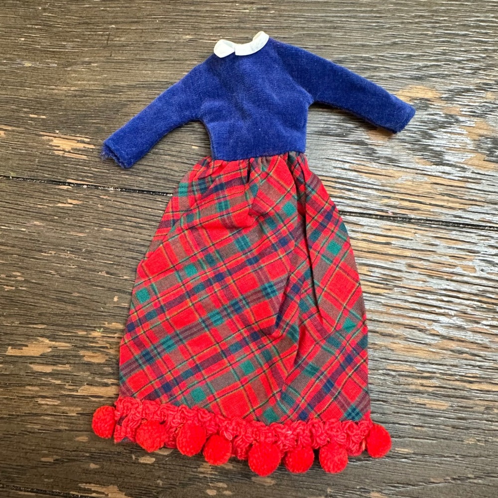 1963 Vintage Mattel Skipper Doll's Dress Blue Red Plaid Midi